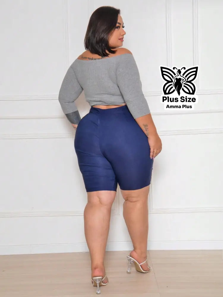 Bermuda Alfaiataria Com Cinto Fivela E Elastano Plus Size - Amma Plus