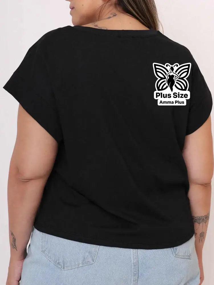 Blusa Básica Gola Redonda Confortável Plus Size