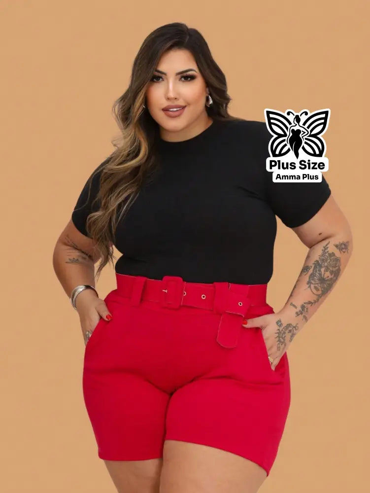 Blusa Canelada Gola Redonda Básica Plus Size - Amma Plus