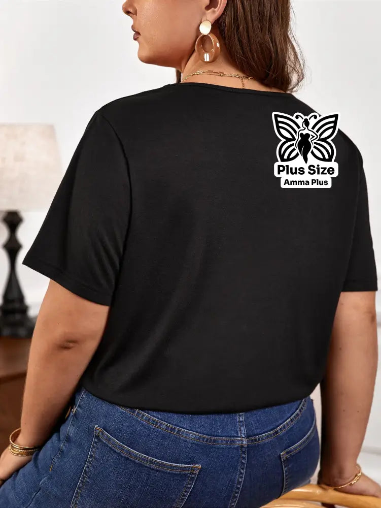 Blusa Decote V Com Tiras Cruzadas Plus Size - Amma Plus