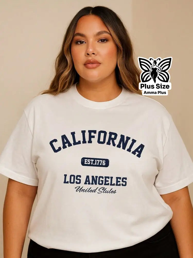 Blusa Estampada California Los Angeles Plus Size - Amma Plus