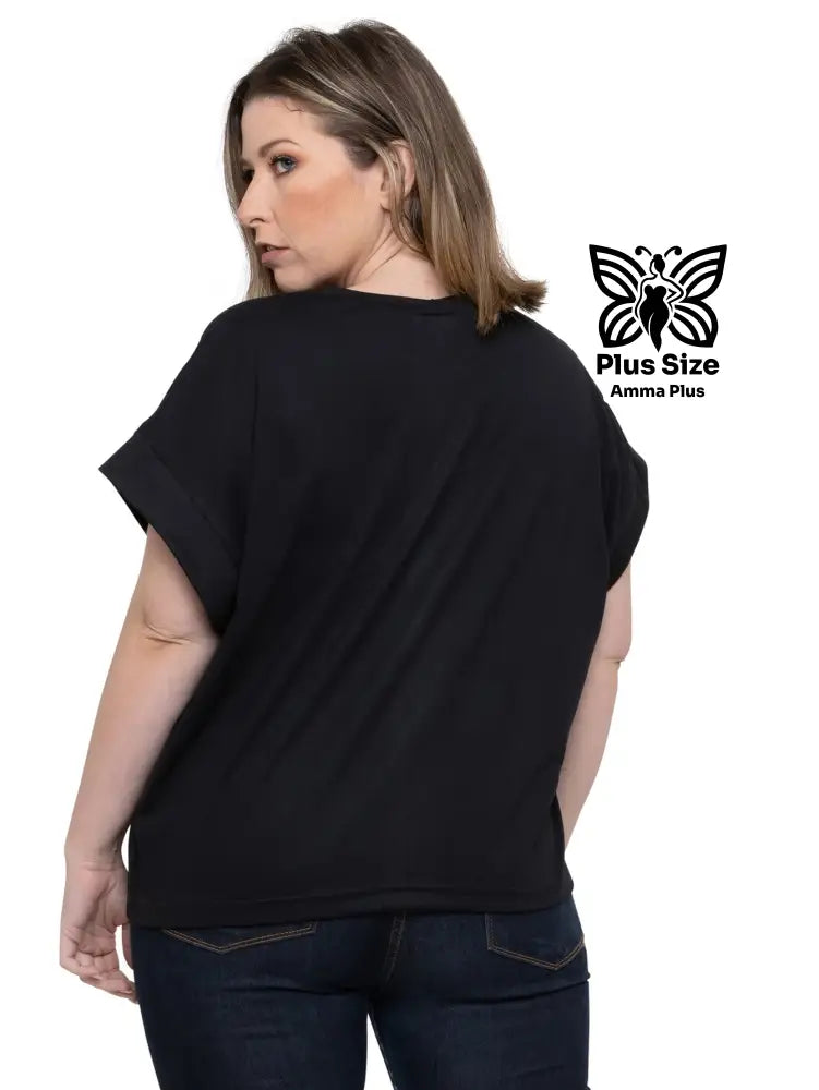 Blusa Estampada Coração Listrado Plus Size - Amma Plus
