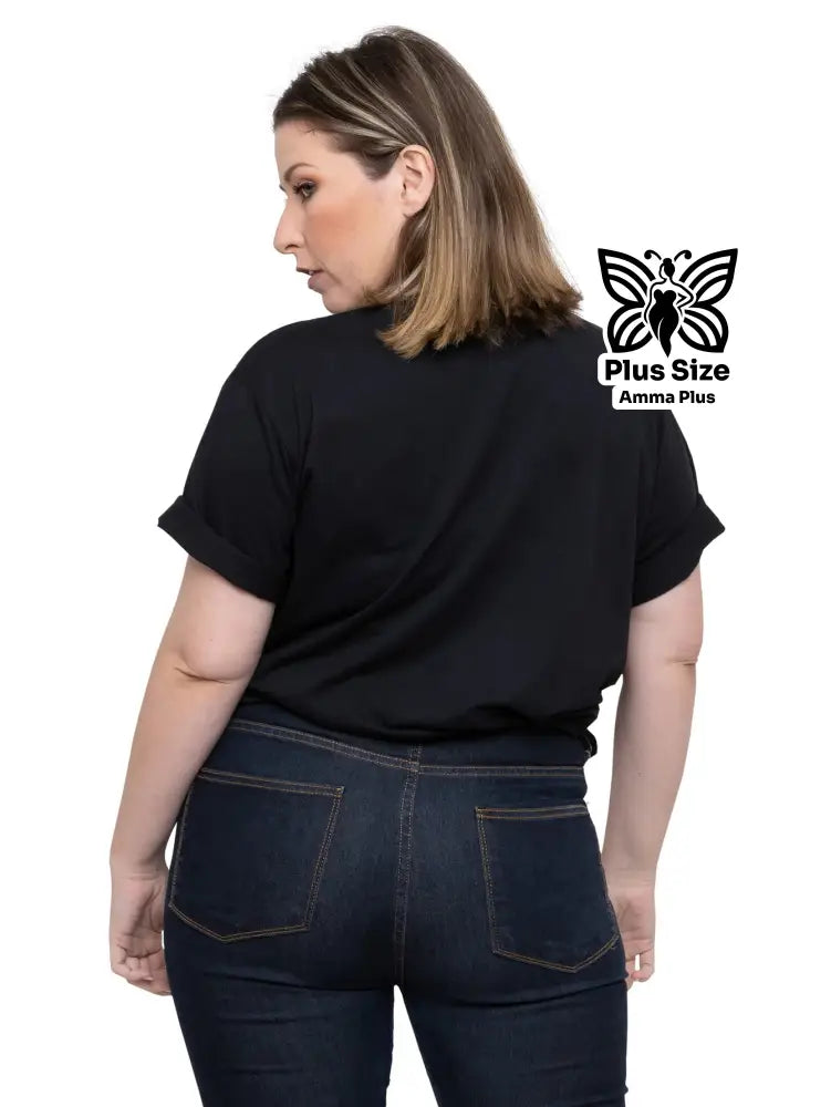 Blusa Estampada Frase Divertida Namastê Plus Size - Amma Plus