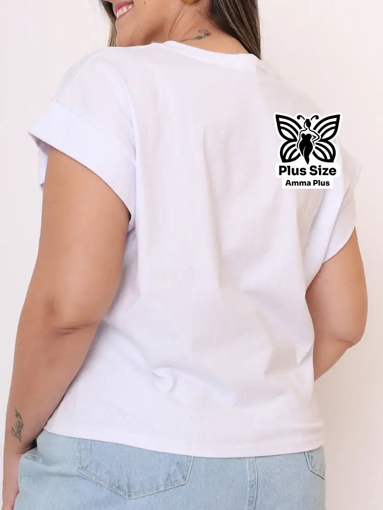 Blusa Estampada Frase Divertida Plus Size - Amma Plus