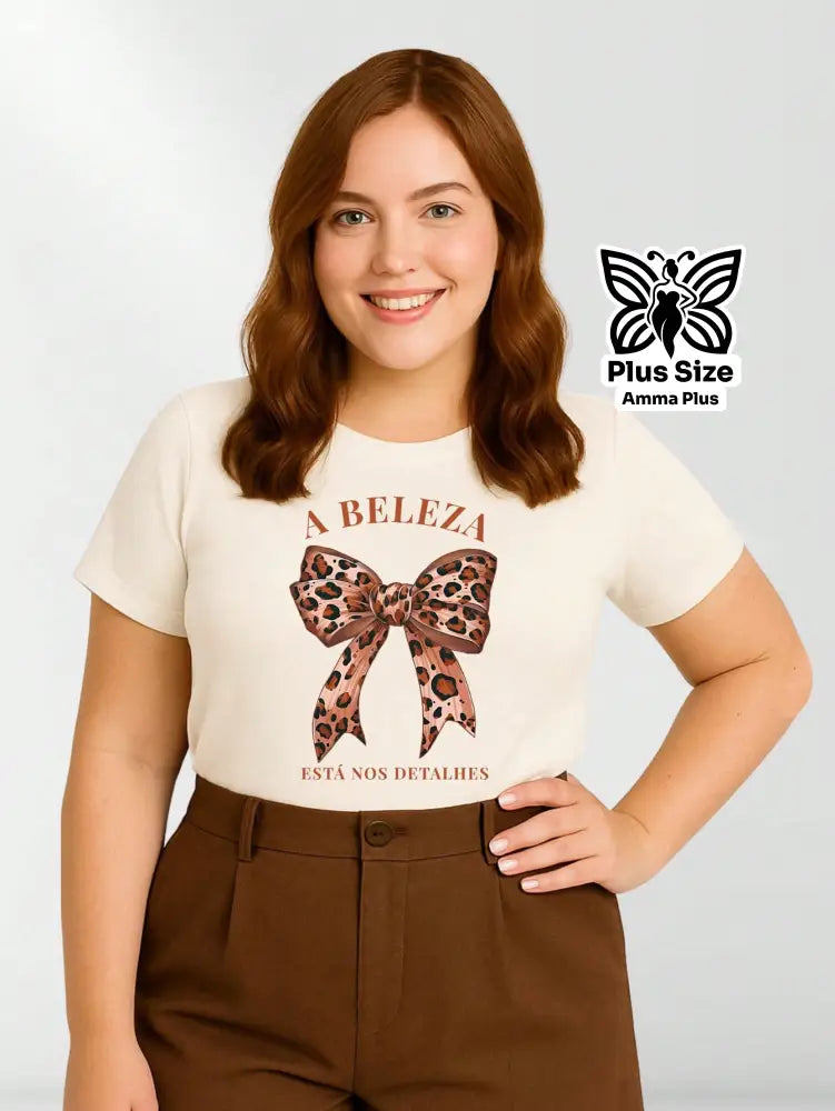 Blusa Estampada Laço Frase Inspiradora Plus Size - Amma Plus