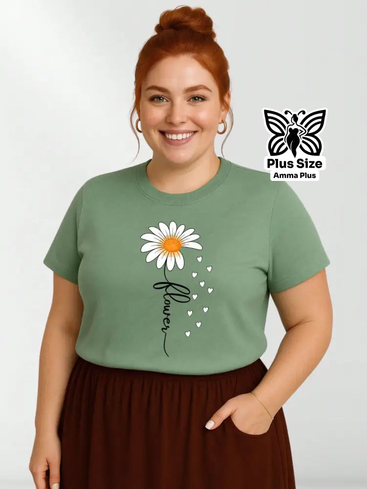 Blusa Estampada Margarida Flower Plus Size - Amma Plus