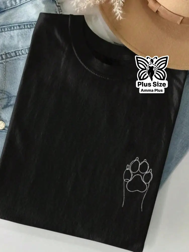 Blusa Estampada Minimalista Pegada De Pata Plus Size - Amma Plus