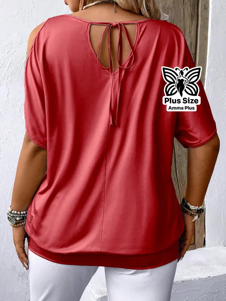 Blusa Estampada Ombro Vazado Botânica Plus Size - Amma Plus