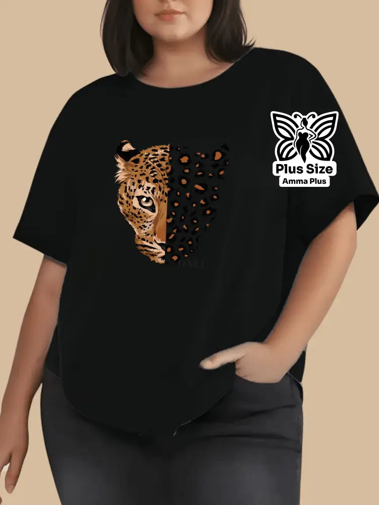 Blusa Estampada Onça Estilo Selvagem Plus Size - Amma Plus