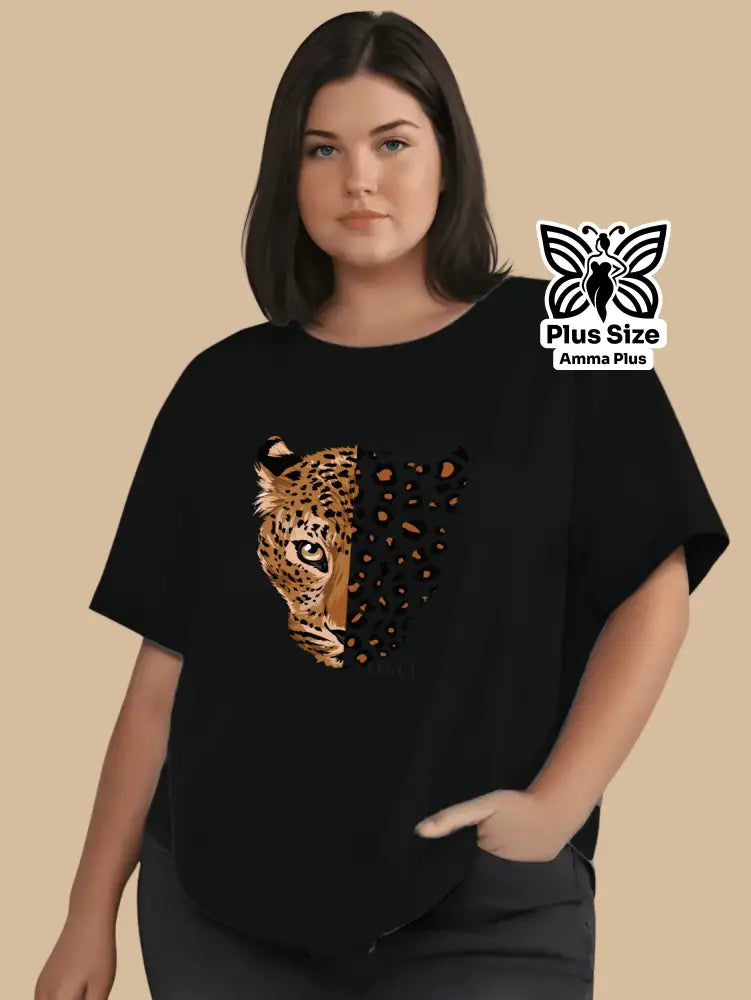 Blusa Estampada Onça Estilo Selvagem Plus Size - Amma Plus