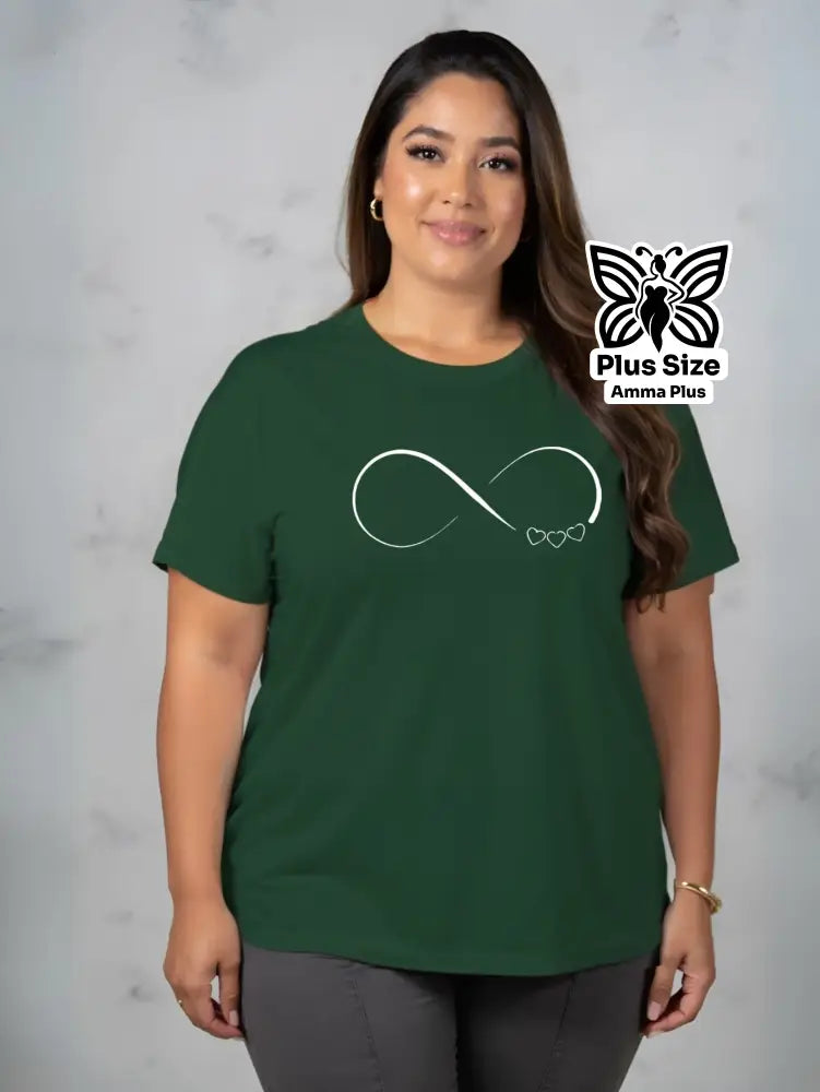 Blusa Estampada Símbolo Infinito Corações Plus Size - Amma Plus