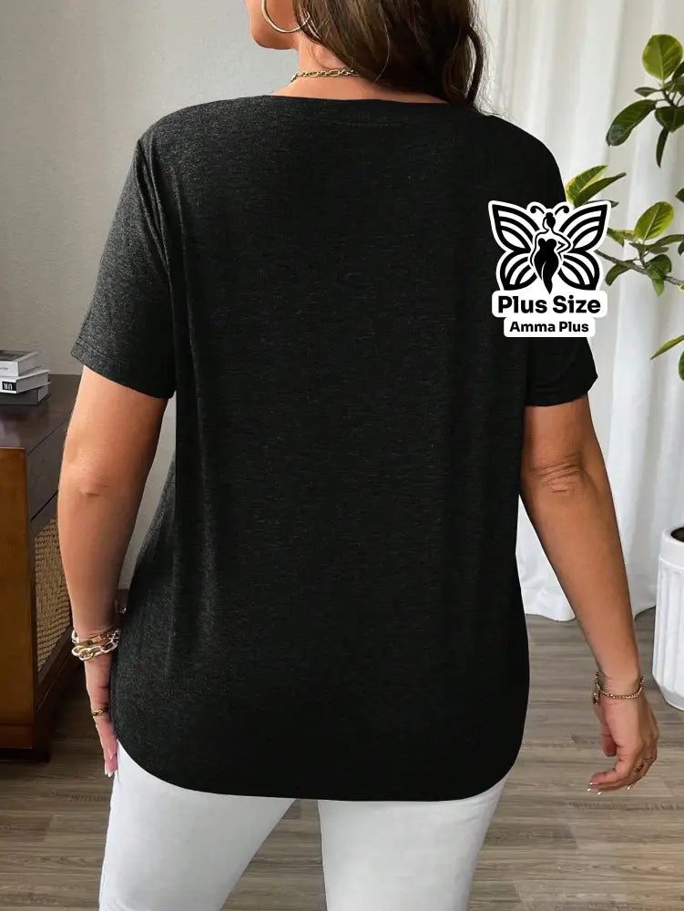 Blusa Gola V Com Detalhe De Tiras Plus Size - Amma Plus