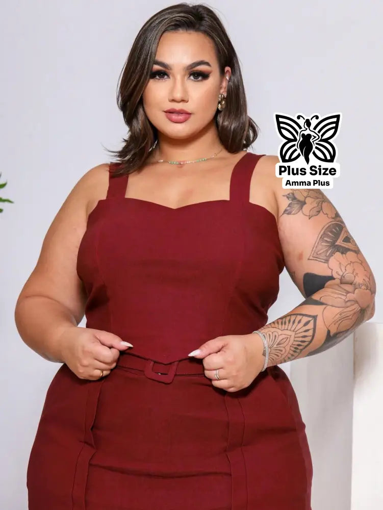 Blusa Regata Estruturada Decote Reto Plus Size - Amma Plus