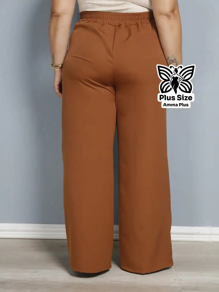 Calça Alfaiatada Com Pregas E Bolsos Plus Size - Amma Plus