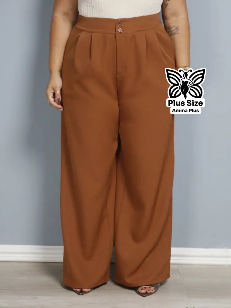 Calça Alfaiatada Com Pregas E Bolsos Plus Size - Amma Plus