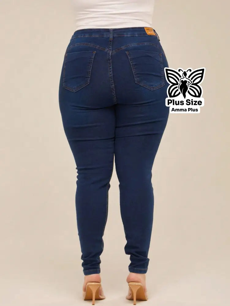 Calça Jeans Skinny Cintura Alta Modeladora Plus Size - Amma Plus
