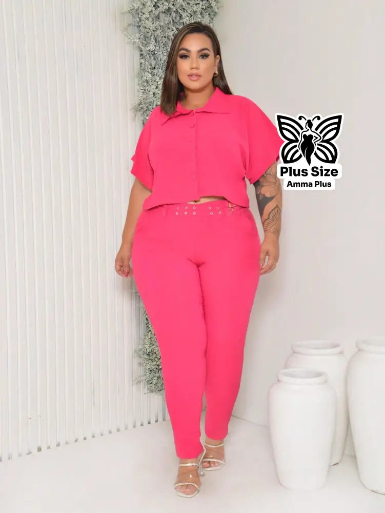 Calça Skinny Cintura Alta Com Detalhe De Tachas Plus Size - Amma Plus