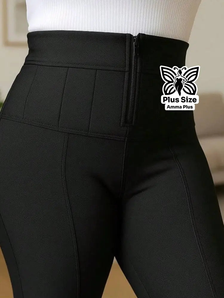 Calça Skinny Justa Com Zíper Frente Confortável Plus Size - Amma Plus