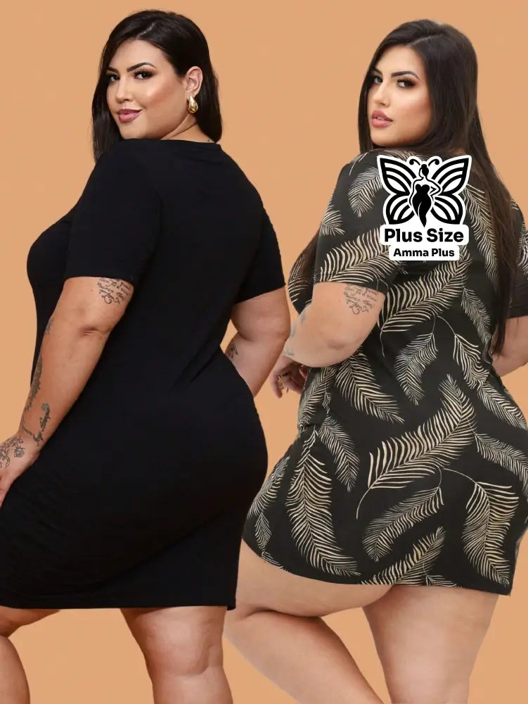 Conjunto 2 Vestidos Curtos Casuais Plus Size - Amma Plus