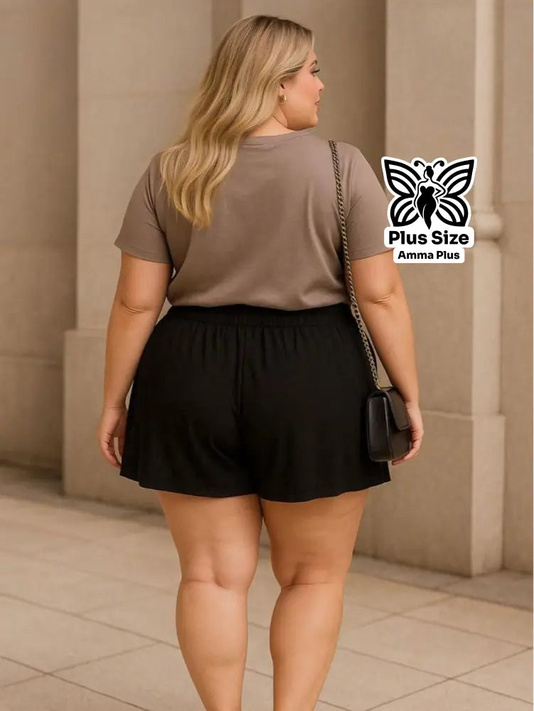 Short Godê Cintura Alta Casual Plus Size - Amma Plus
