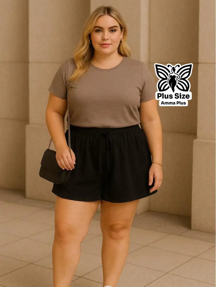 Short Godê Cintura Alta Casual Plus Size - Amma Plus