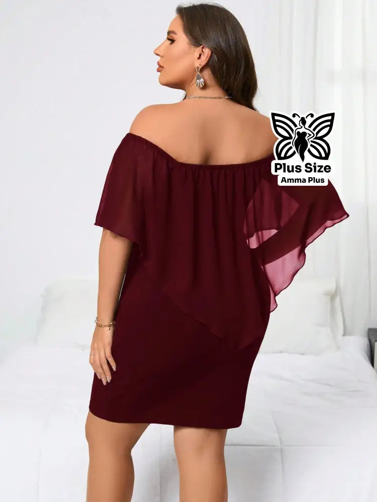 Vestido Curto Ciganinha Soltinho Com Babado Plus Size - Amma Plus