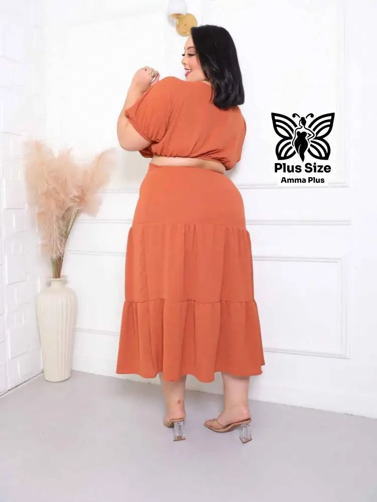 Vestido Midi Com Decote Profundo E Fenda Plus Size