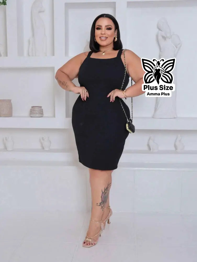 Vestido Tubinho Canelado Alças Largas Plus Size