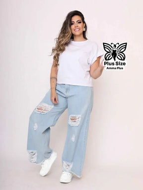 Blusa Básica Gola Redonda Confortável Plus Size