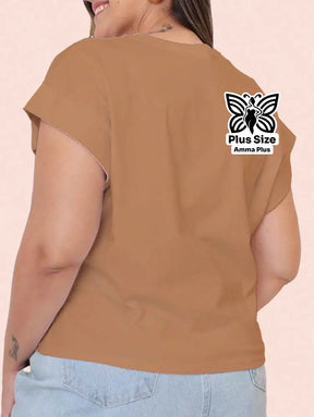 Blusa Básica Gola Redonda Confortável Plus Size