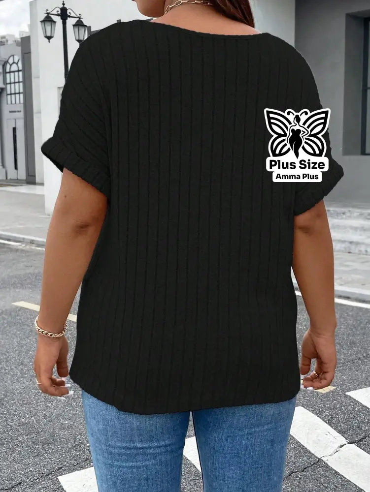 Blusa Canelada Com Zíper E Bolsos Frontais Plus Size - Amma Plus