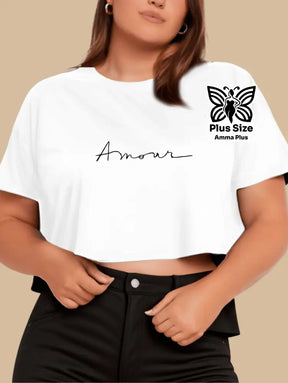 Blusa Cropped Estampada Amour Plus Size - Amma Plus