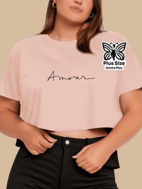 Blusa Cropped Estampada Amour Plus Size - Amma Plus