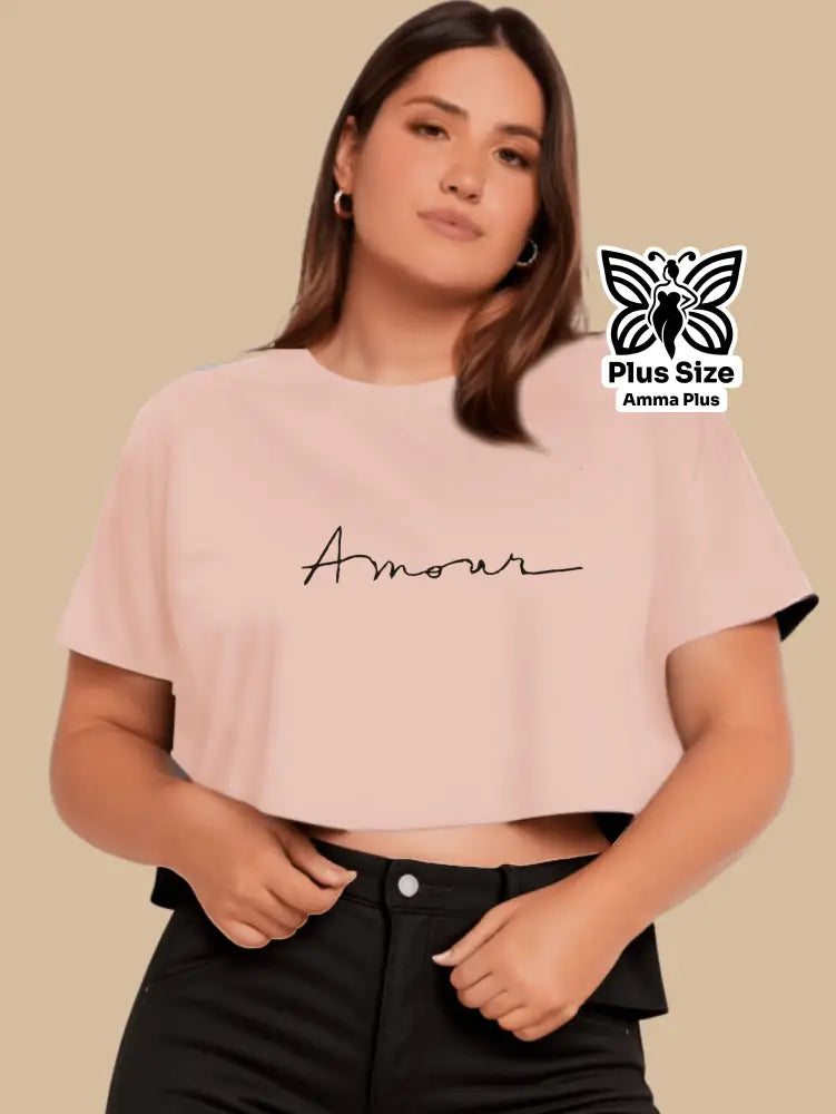 Blusa Cropped Estampada Amour Plus Size - Amma Plus