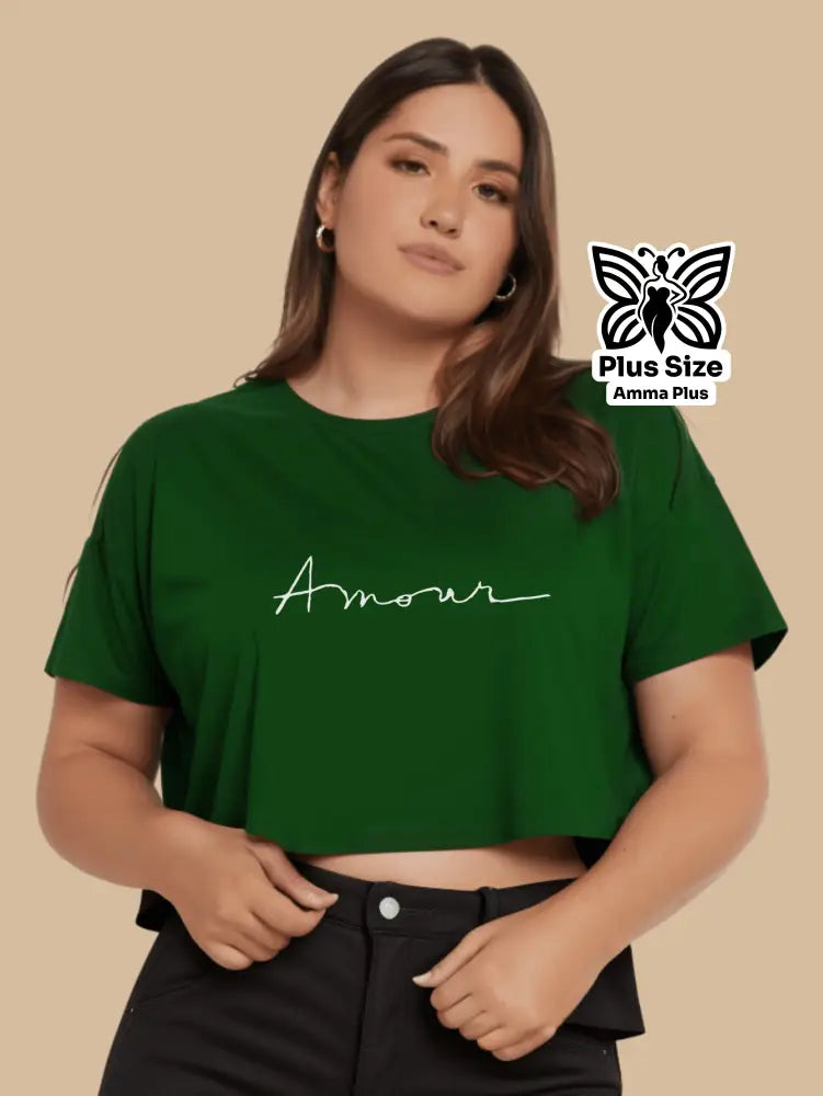 Blusa Cropped Estampada Amour Plus Size - Amma Plus
