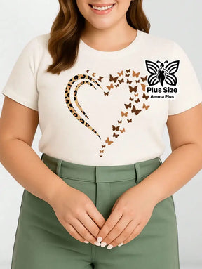 Blusa Estampada Coração Borboletas Plus Size - Amma Plus