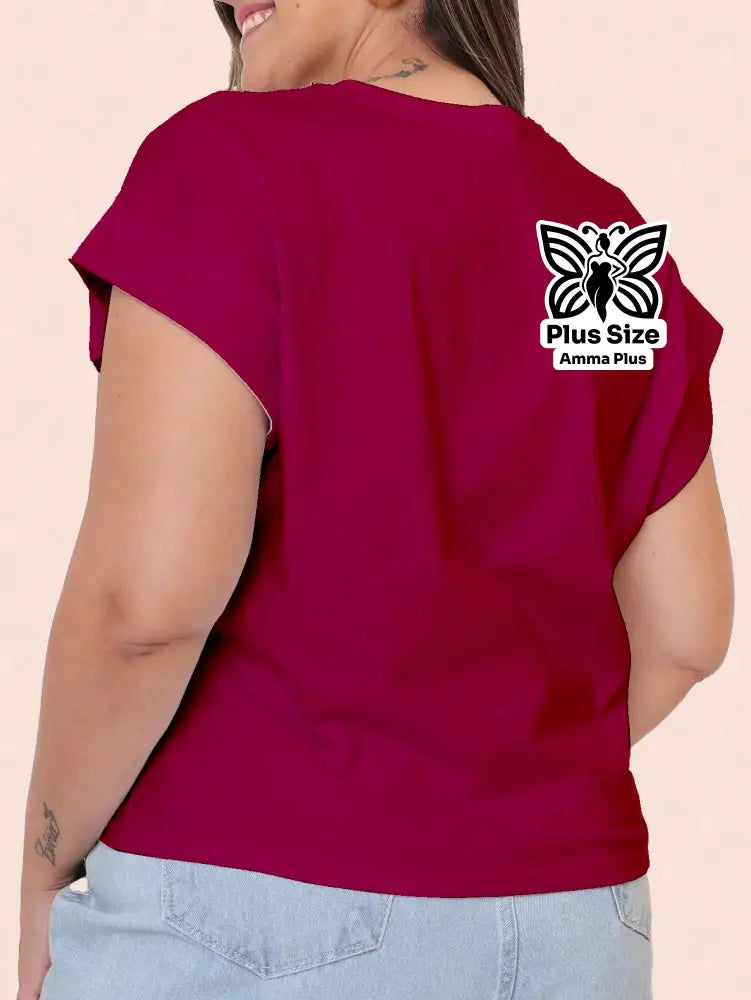 Blusa Estampada Coração Listrado Plus Size - Amma Plus