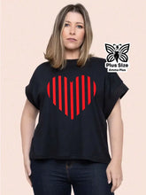 Blusa Estampada Coração Listrado Plus Size - Amma Plus
