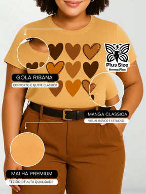 Blusa Estampada Corações Modernos Plus Size - Amma Plus