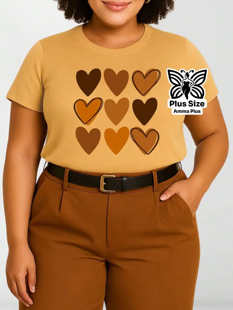 Blusa Estampada Corações Modernos Plus Size - Amma Plus