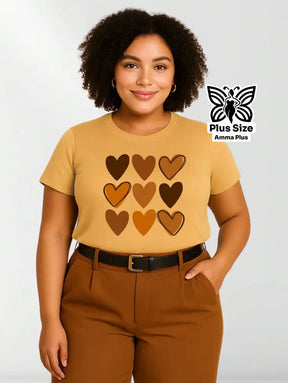 Blusa Estampada Corações Modernos Plus Size - Amma Plus