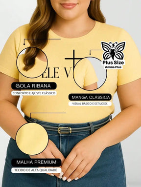Blusa Estampada Cruz Frase Ele Vive Plus Size - Amma Plus