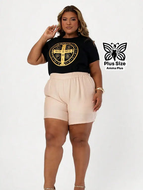 Blusa Estampada Cruz Medalha De São Bento Plus Size - Amma Plus