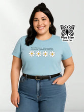 Blusa Estampada Margaridas Frase Inspiradora Plus Size - Amma Plus