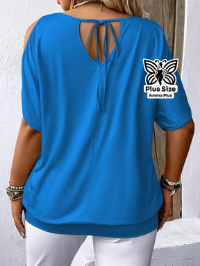Blusa Estampada Ombro Vazado Botânica Plus Size - Amma Plus