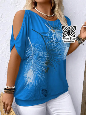 Blusa Estampada Ombro Vazado Botânica Plus Size - Amma Plus