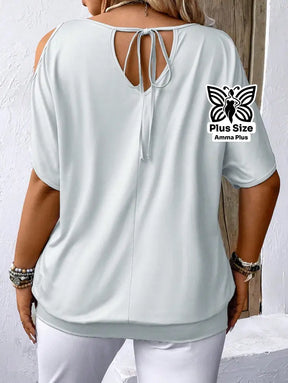 Blusa Estampada Ombro Vazado Botânica Plus Size - Amma Plus