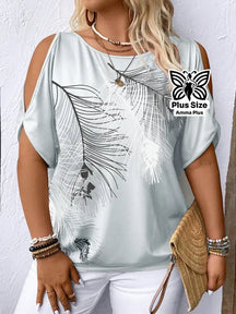 Blusa Estampada Ombro Vazado Botânica Plus Size - Amma Plus