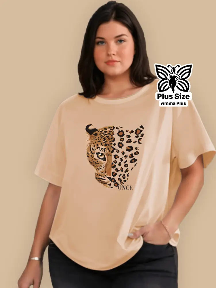 Blusa Estampada Onça Estilo Selvagem Plus Size - Amma Plus