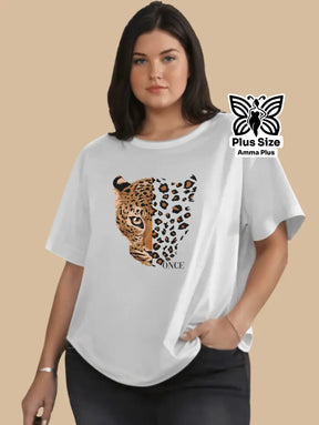 Blusa Estampada Onça Estilo Selvagem Plus Size - Amma Plus